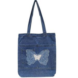 Denim Retro Vintage Butterfly Tote Shoulder Hand Bags :[